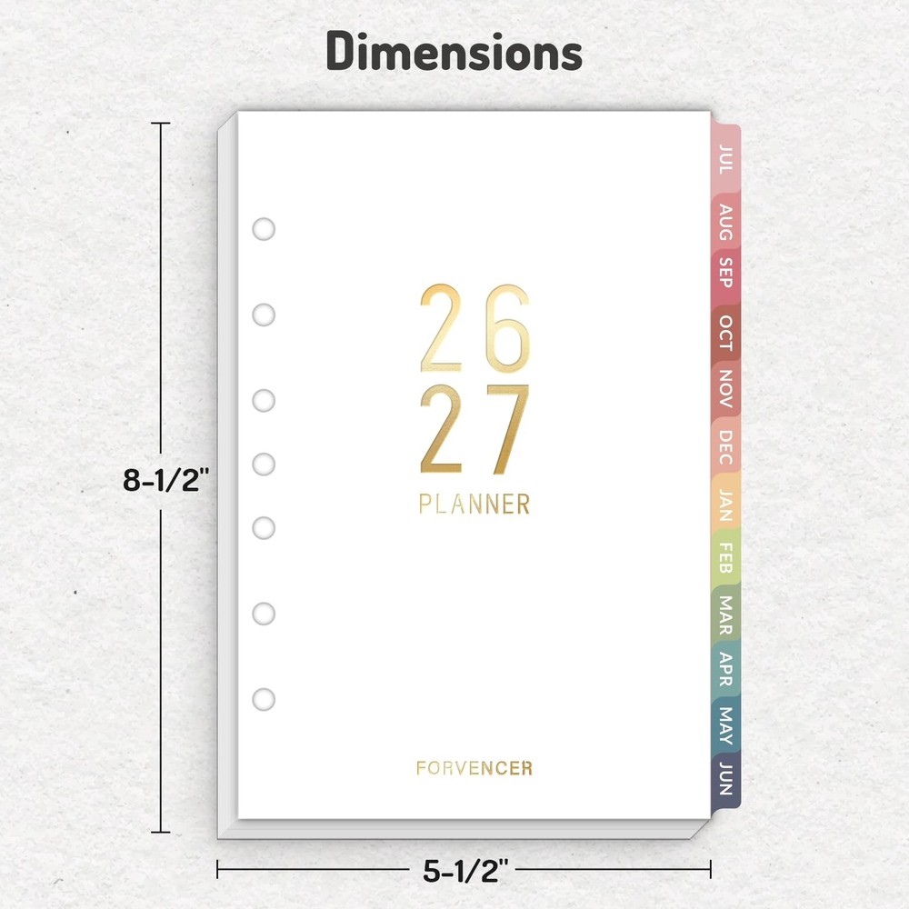 2026 Weekly & Monthly Planner Refills for A5 7-Ring Binders, July 2026 - Jun ...