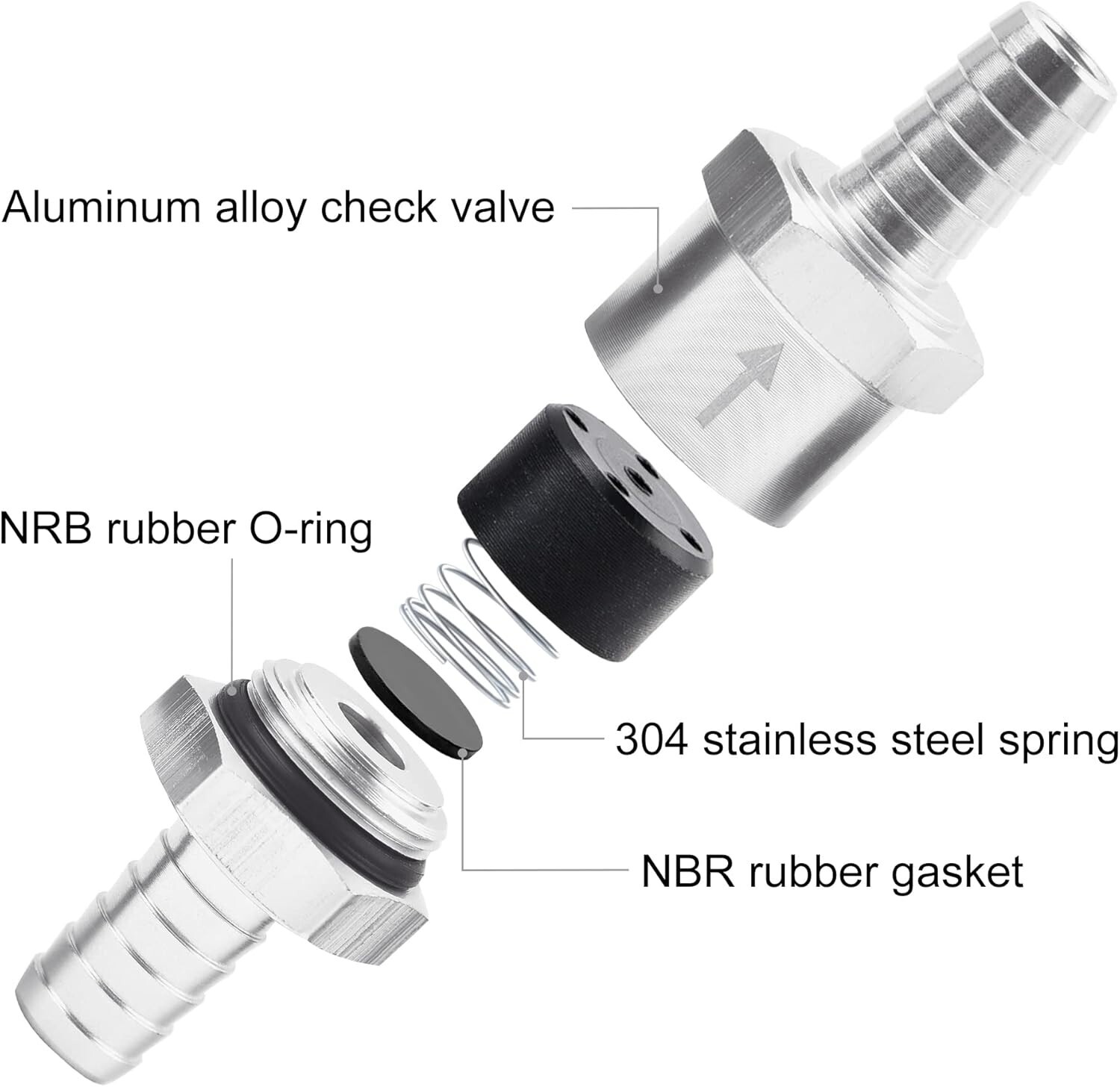 1/4" Fuel Check Valve One Way Inline Non Return Diesel Gasoline Black 6mm 2PCS