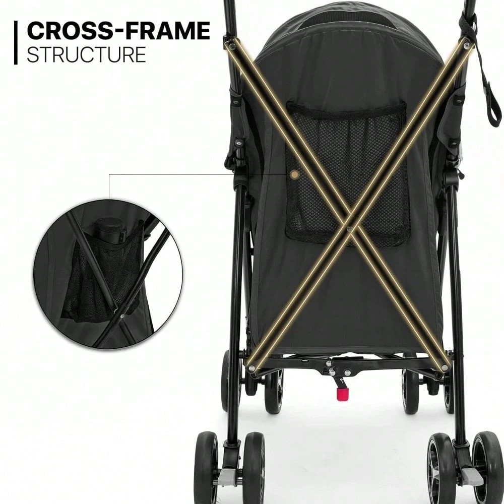 Foldable 4-Wheel Pet Stroller For Small Medium Pets Black