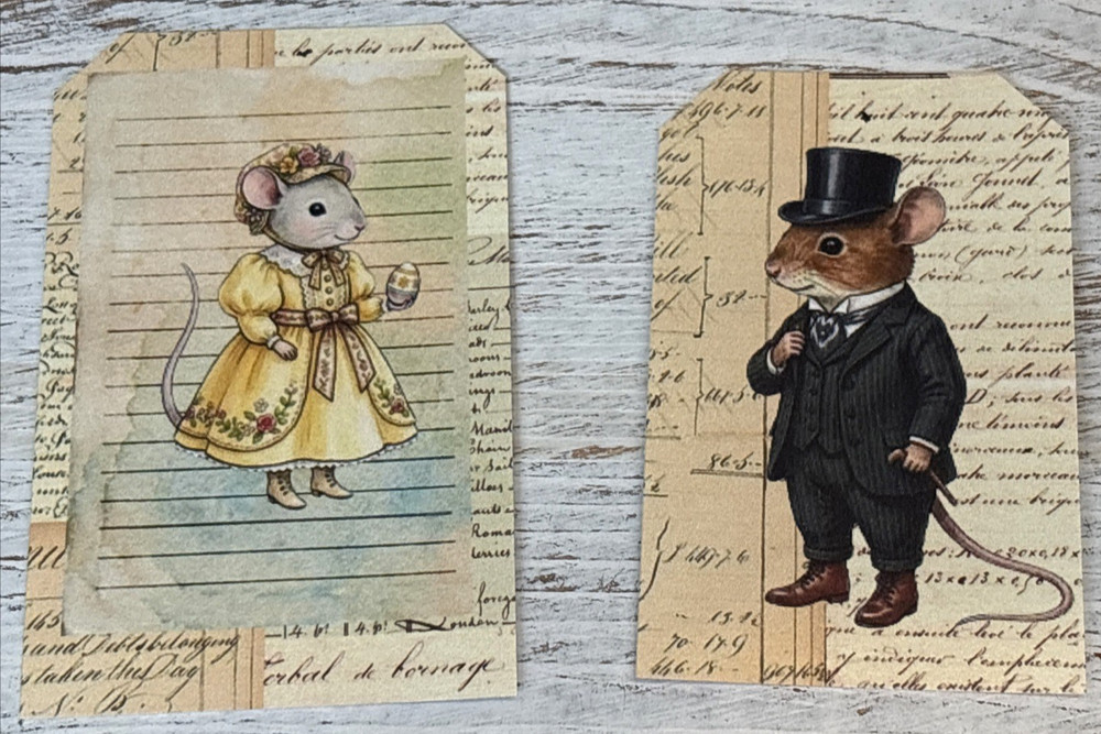 12Pc Easter Mice Ephemera Pack For Scrapbook Junk Journal Mixed Media Crafts