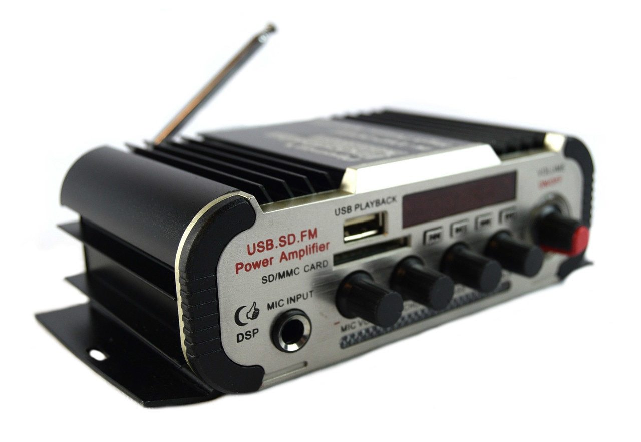 Stereo Amplifier for Car Motorcycle Boat Bar Bluetooth USB SD Card MP3FM Radio