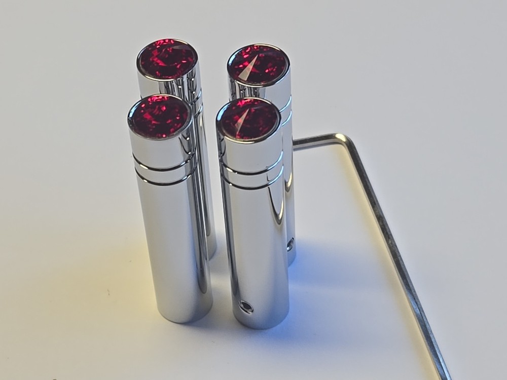 LOWRIDER HYDRAULICS/AIR RIDE SUSPENSION SWITCH EXTENSION CHROME 4 PC RUBY RED