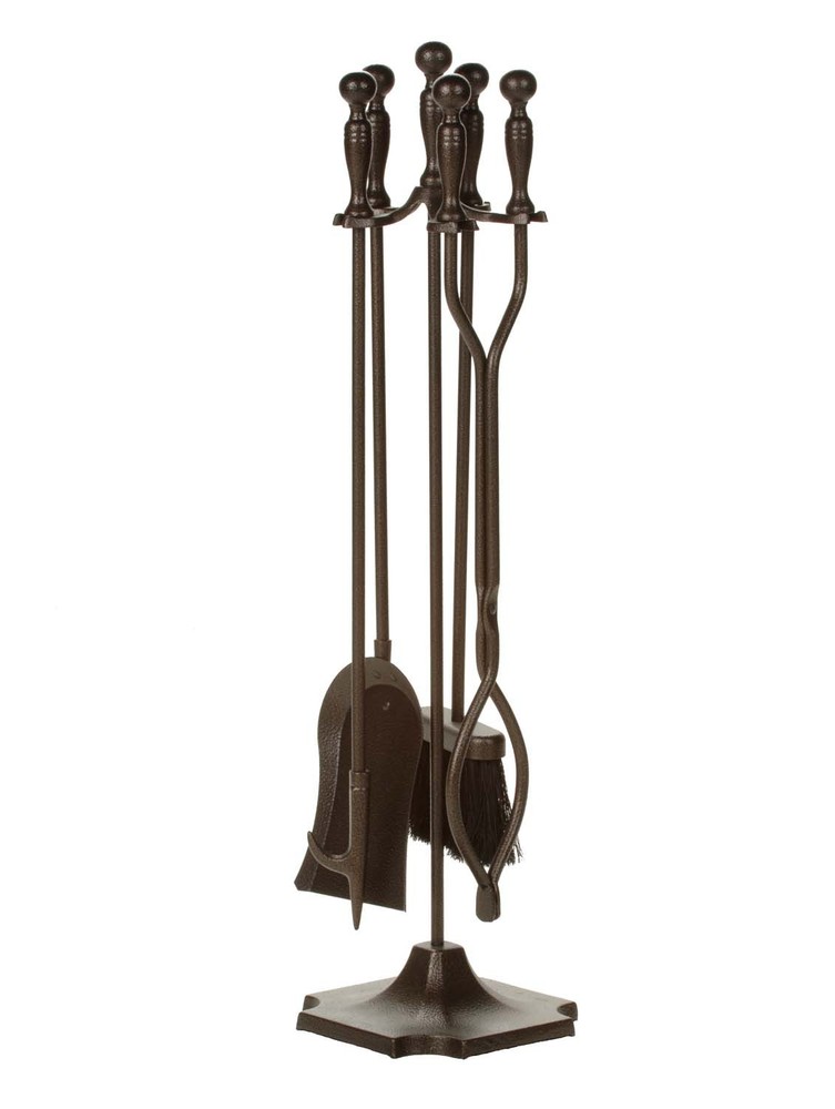 Dagan Five Piece Fireplace Tool Set, Bronze