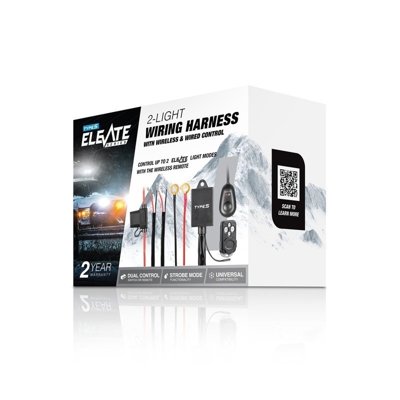 Elevate 2-Light Wiring Harness Off-Road Remote Control Strobe Mode Universal New