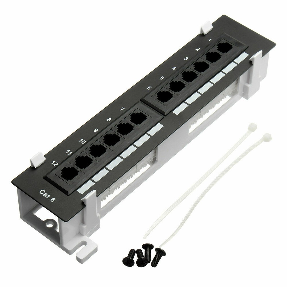 Cat6 12 Port Pro RJ45 Mini Patch Panel 110 Network w/ Surface Wall Mount Bracket