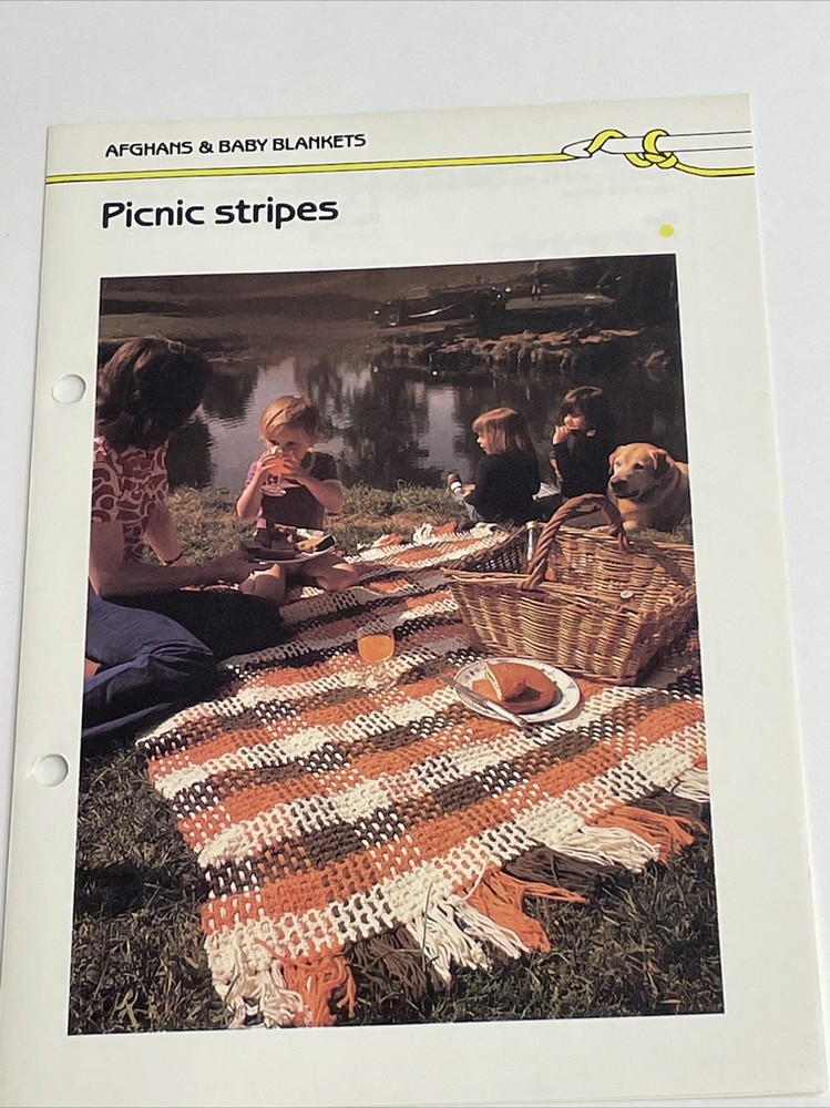 Marshall Cavendish Picnic Stripes Blanket Afghan  Crochet Pattern
