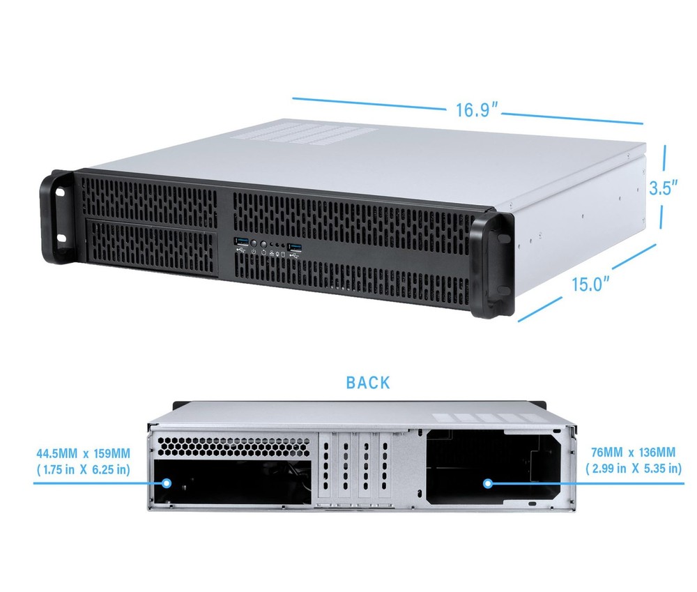 2U Server Chassis Rackmount Case | 4 3.5"/2.5" HDD, 1 5.25" Device | Micro-AT...