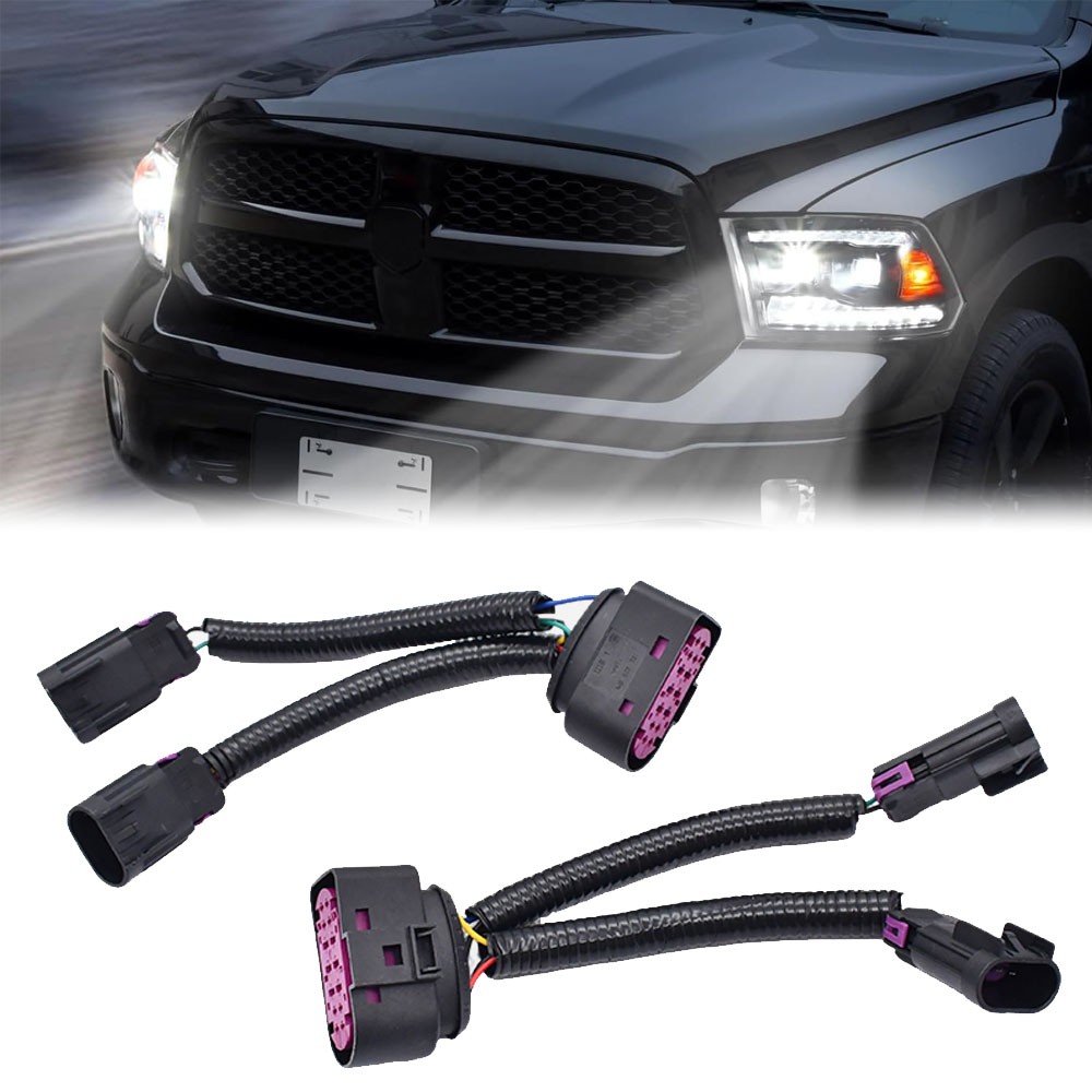 For 09-18 Dodge Ram 2pc Quad Housing To Projector Headlight Conversion Harnesses