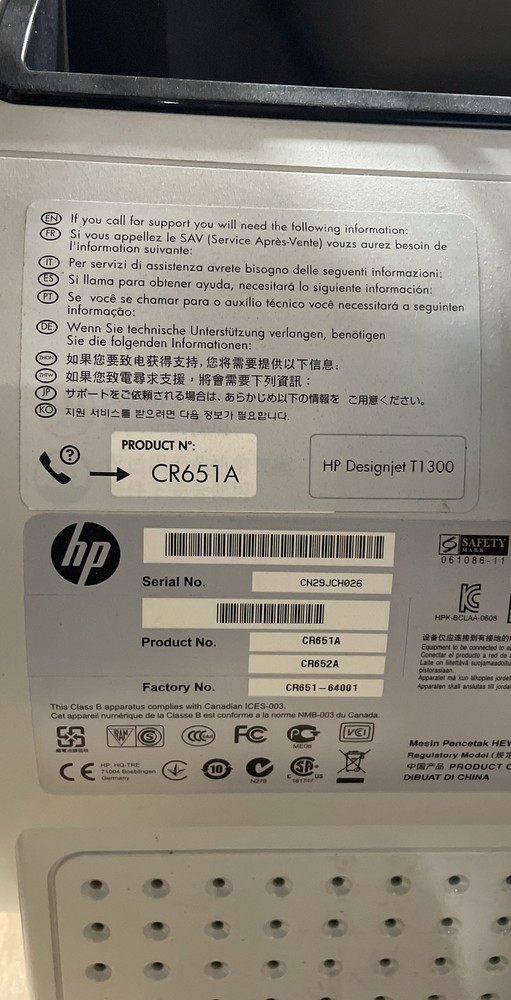 HP DesignJet T1300 Large Format Printer CR651A Plotter CAD/Graphics