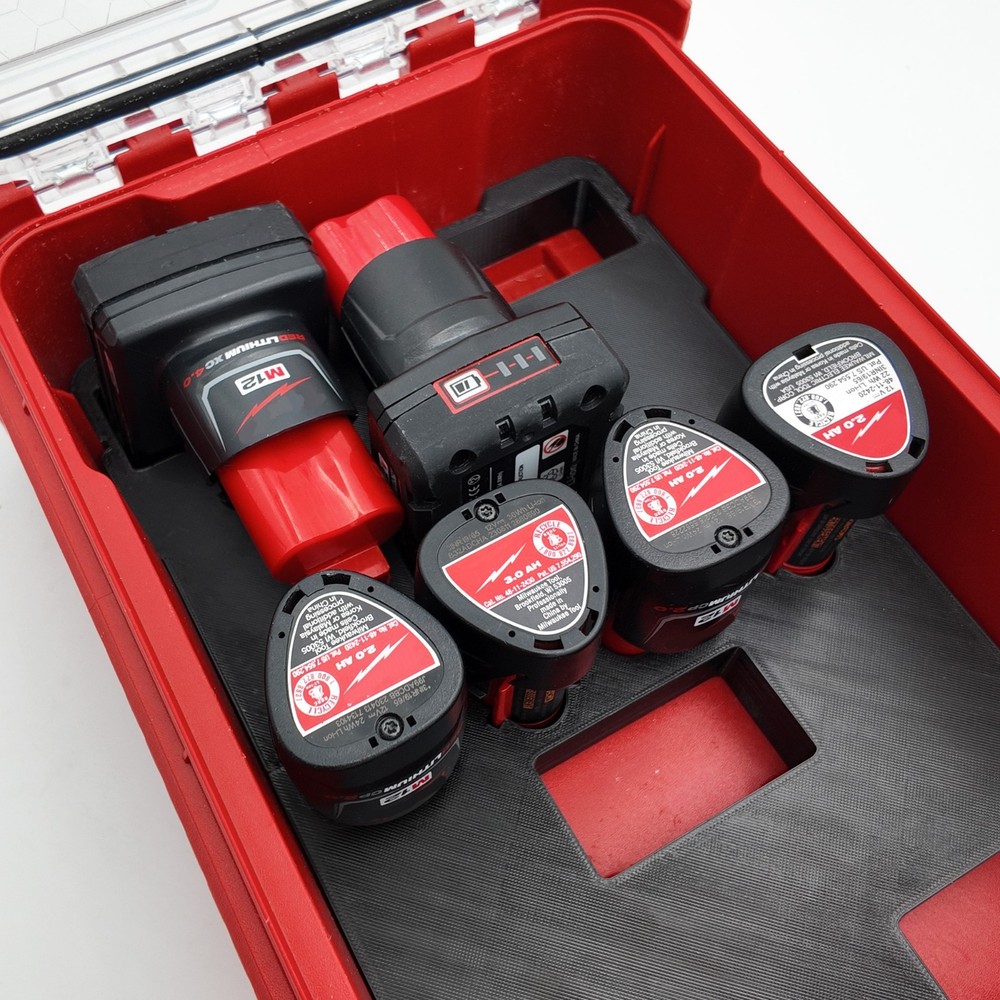 M12 Mixed Battery Organizer for Milwaukee Compact Packout insert
