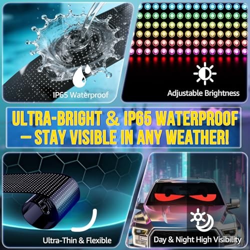 Devil Eyes Light 2PC for Windshield-23.42x4.72IN Programmable LED Eyes