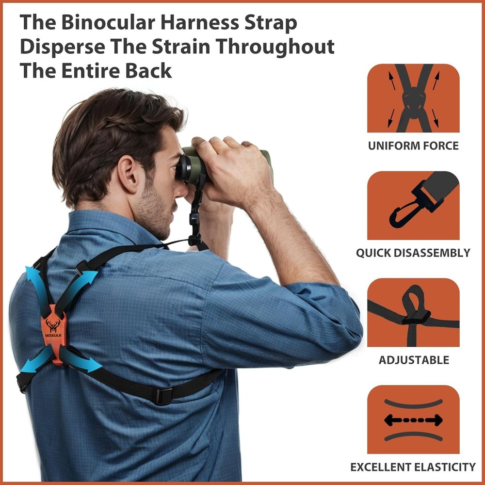 Binocular Harness Strap X-shaped - Adjustable Bino Chest Straps for All Binoc...