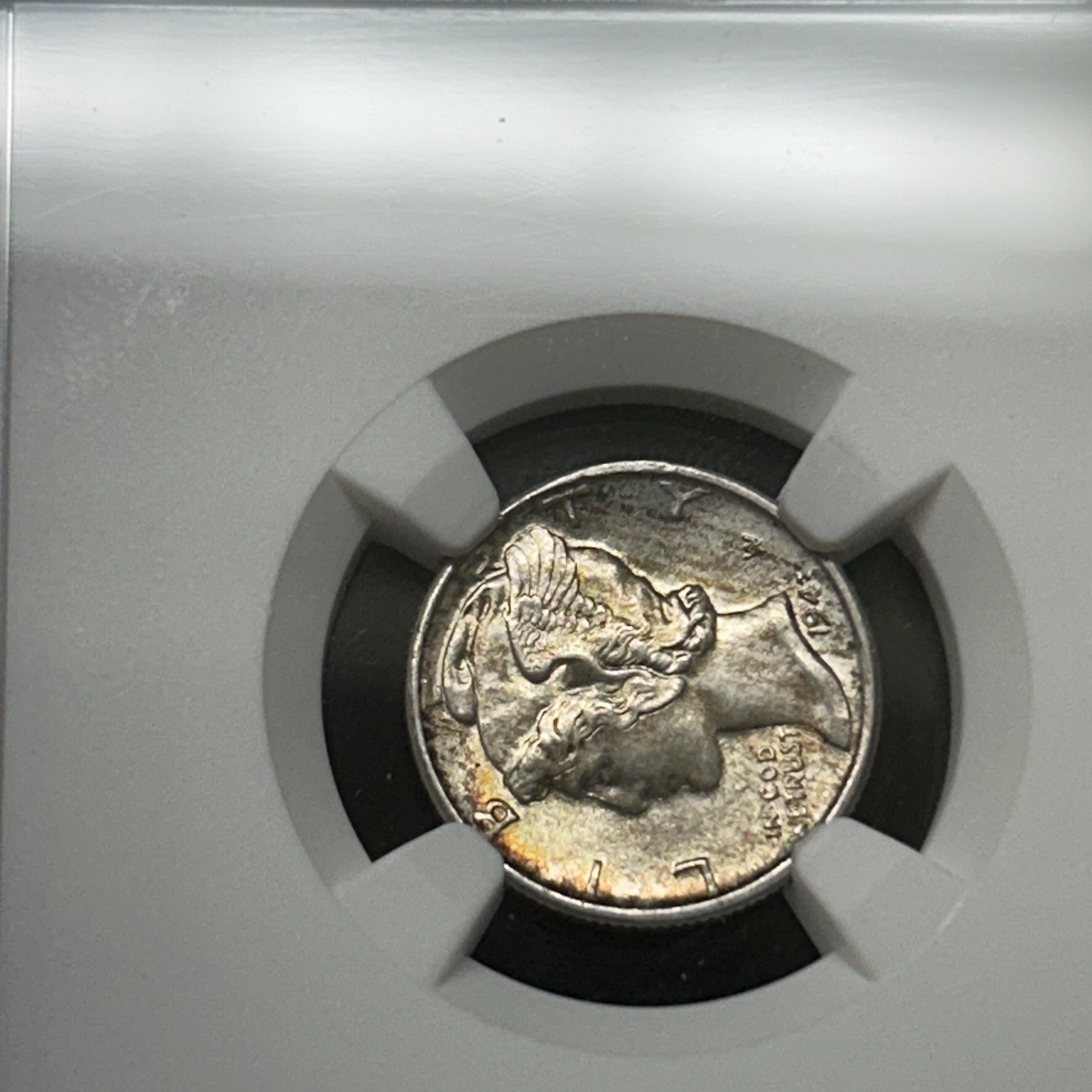 1943-P NGC MS64 10C Mercury Silver Dime Original Bag Fragment with Toning