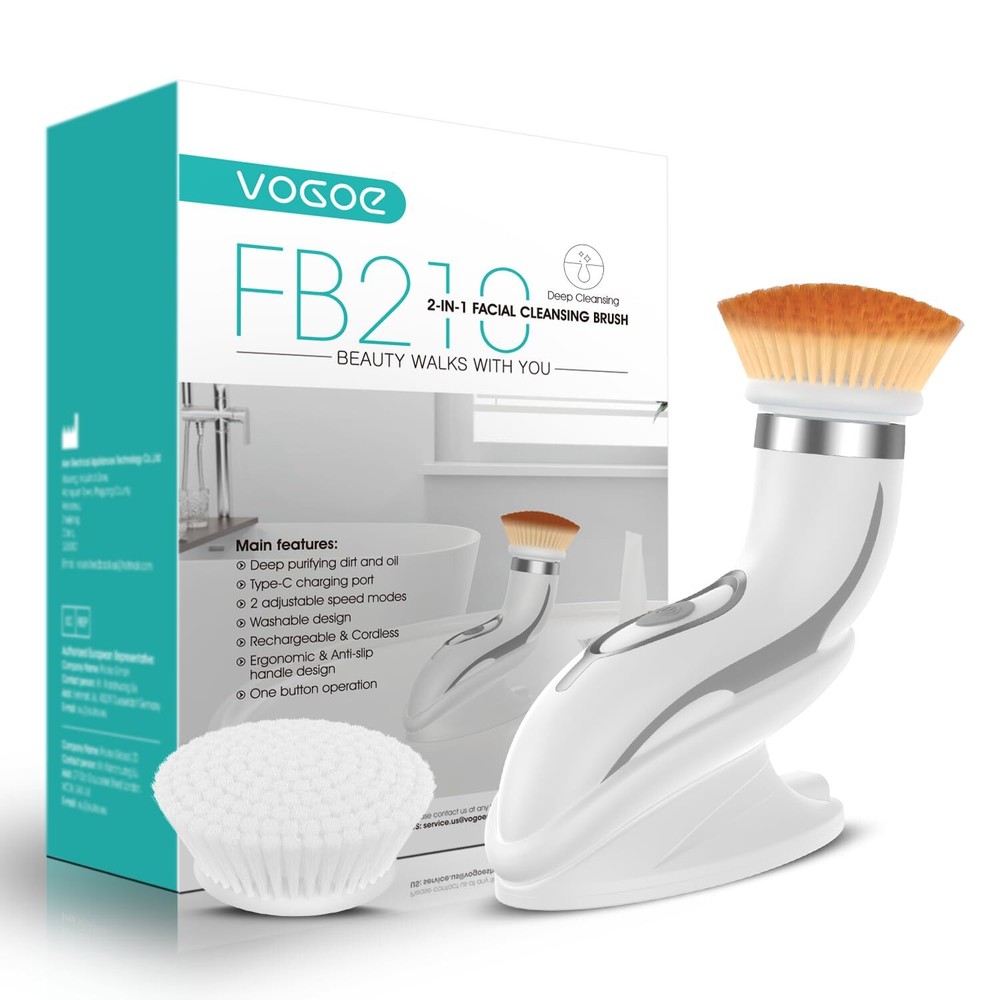 Facial Cleansing Brush-Spin Face Scrubber Exfoliator Rechargeable, 2-Speed Ro...