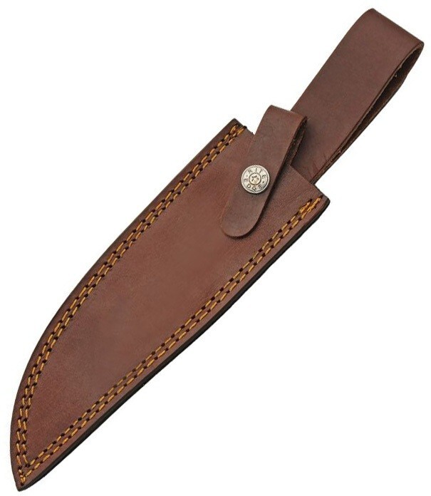 Filework Hunter Fixed Knife 7.5" Stainless Steel Blade Stacked Leather Handle
