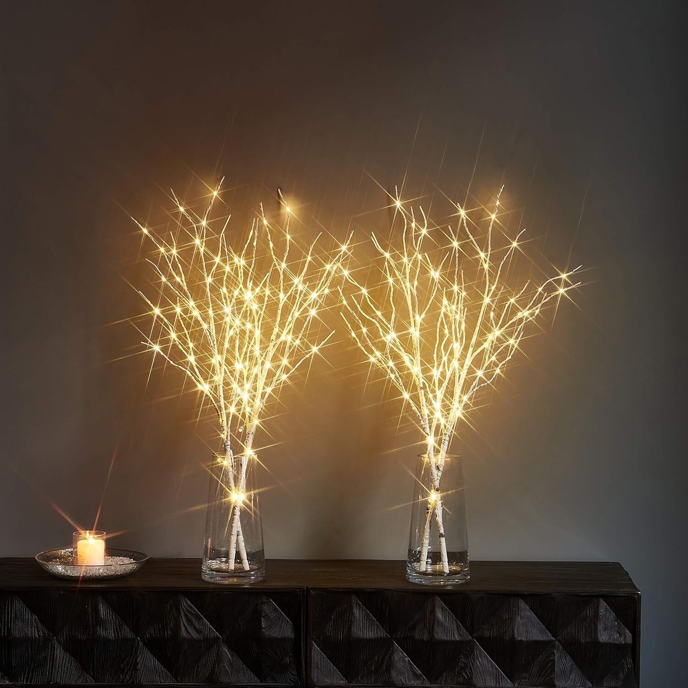 Illuminated Twig with Timer Battery Powered 32IN 100 LED, Artificial Twig