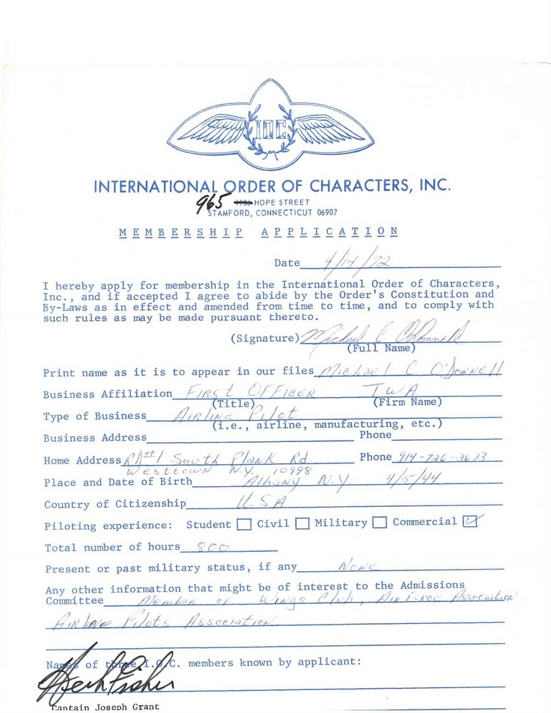 Herbert O. Fisher Signed Document Historical Aviation