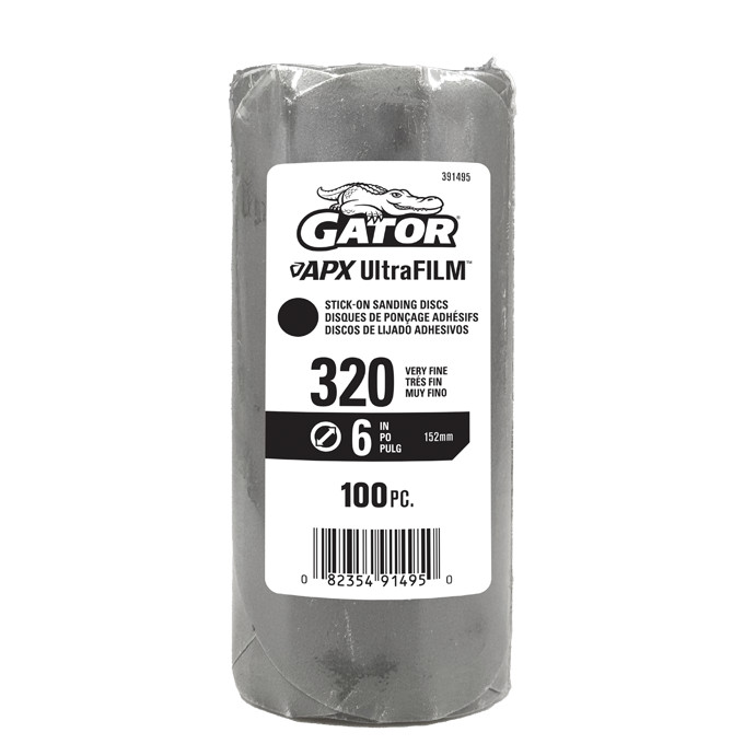 Gator 391495 320 Grit 6 In Premium Hook & Loop Sanding Discs 100-Pack