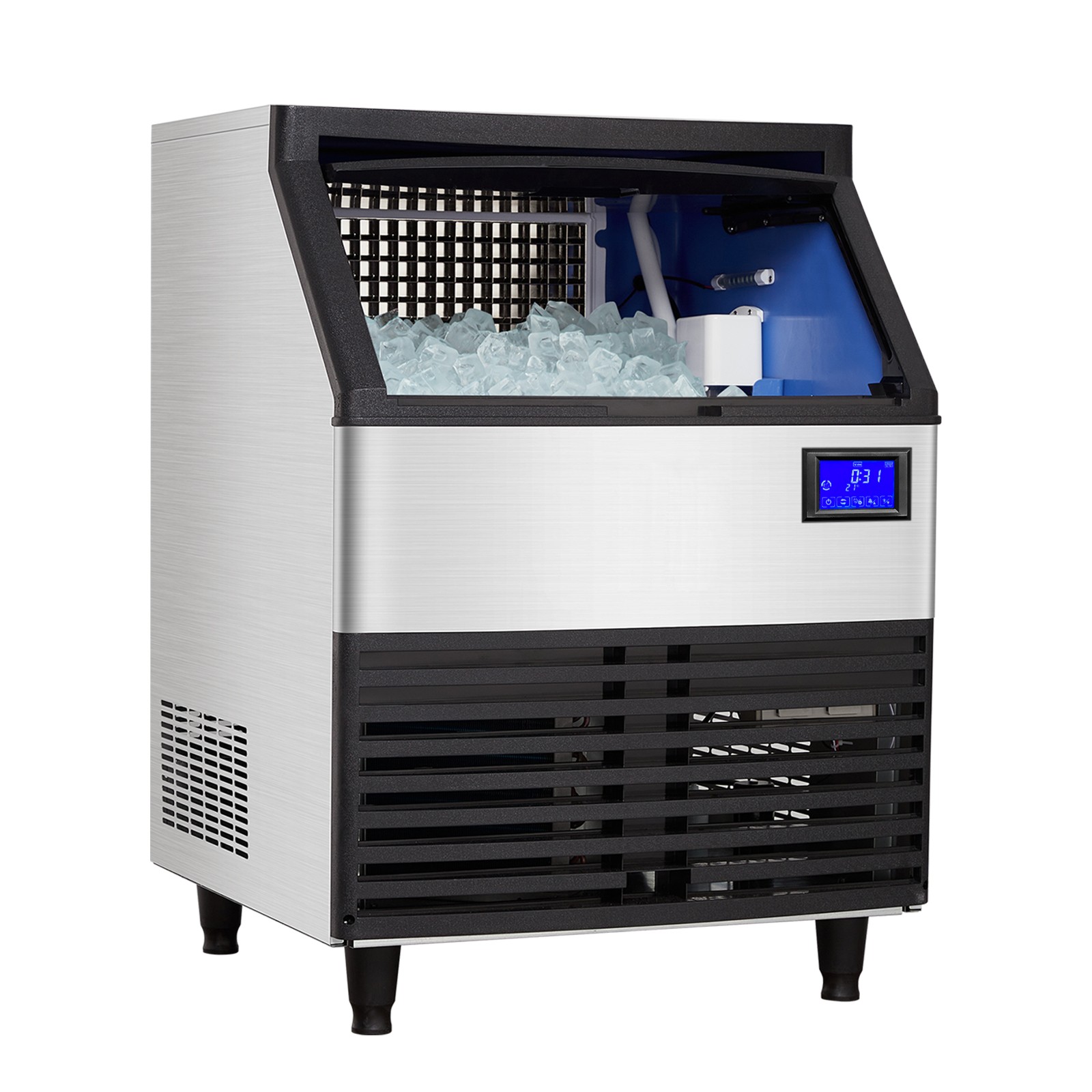 Commercial Ice Maker, 176lbs/24 Hours, Ice Maker Machine with 99lbs Storage Bin