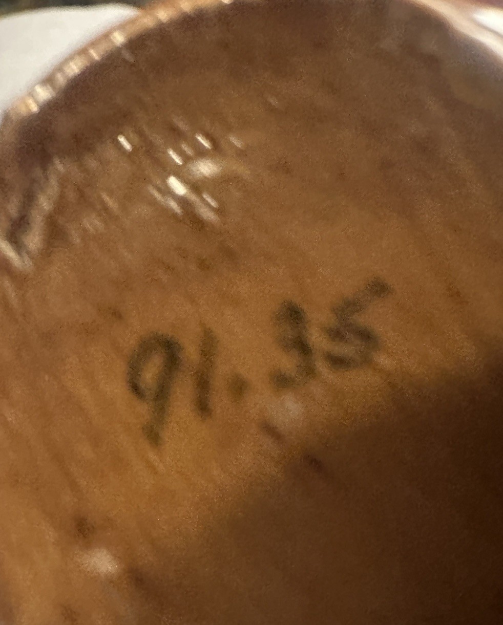 Early Pottery Cylinder Ink Well Bottle, , 4" tall Two toned 1.5" base