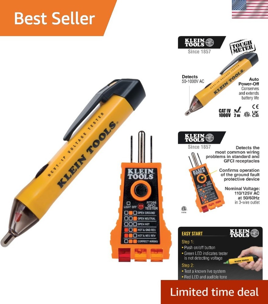Compact Electrical Tester Kit: Non-Contact Voltage & GFCI Detection - 2 Pieces