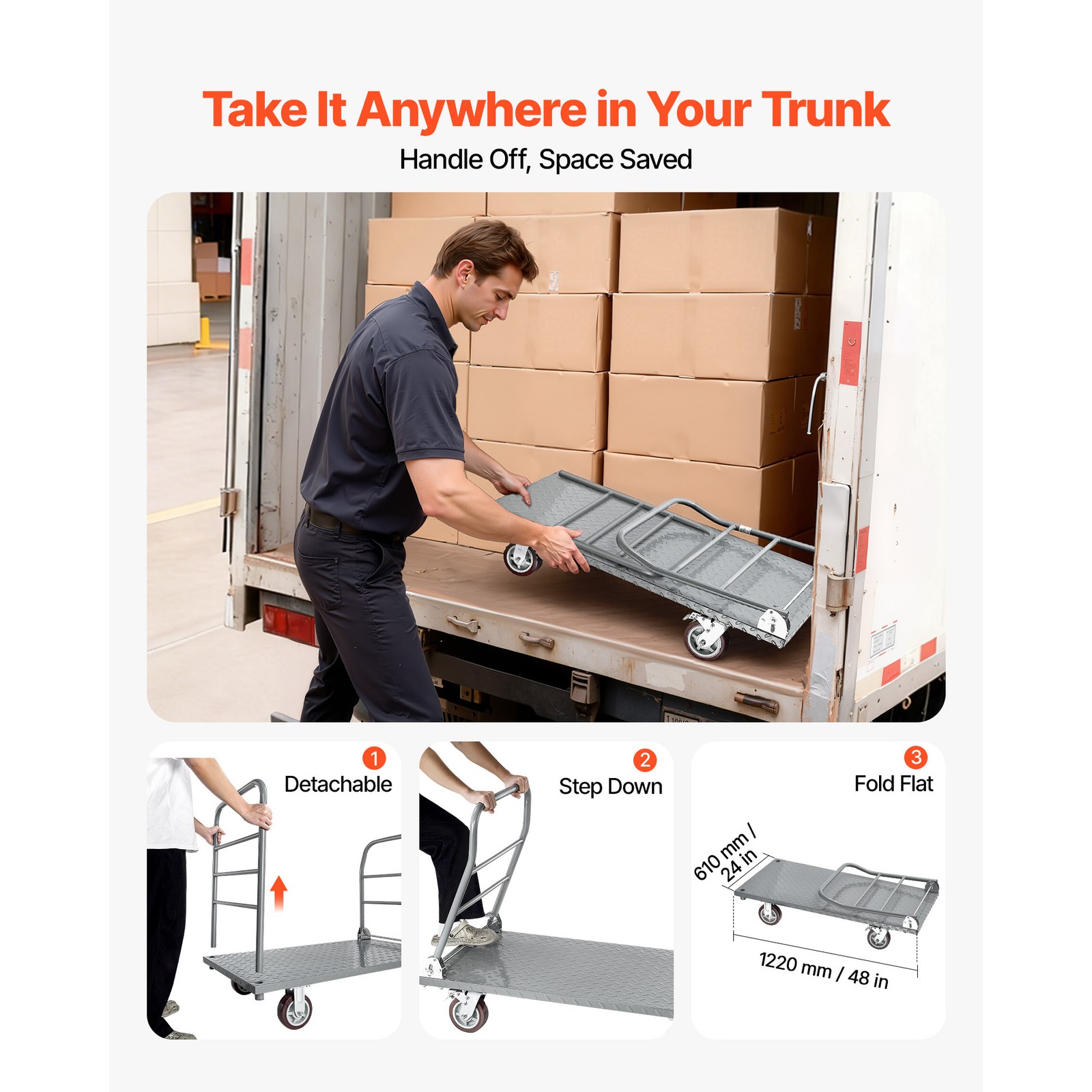 Uimoso Heavy Duty Foldable Platform Cart, 2650 lbs Capacity with Wheels