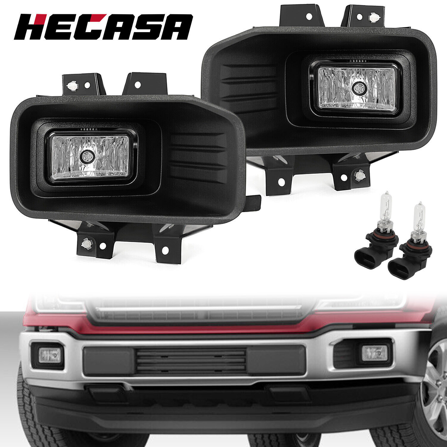 Halogen Fog Lights Driving Lamps Left & Right W/Bulbs For 2018-2020 Ford F-150