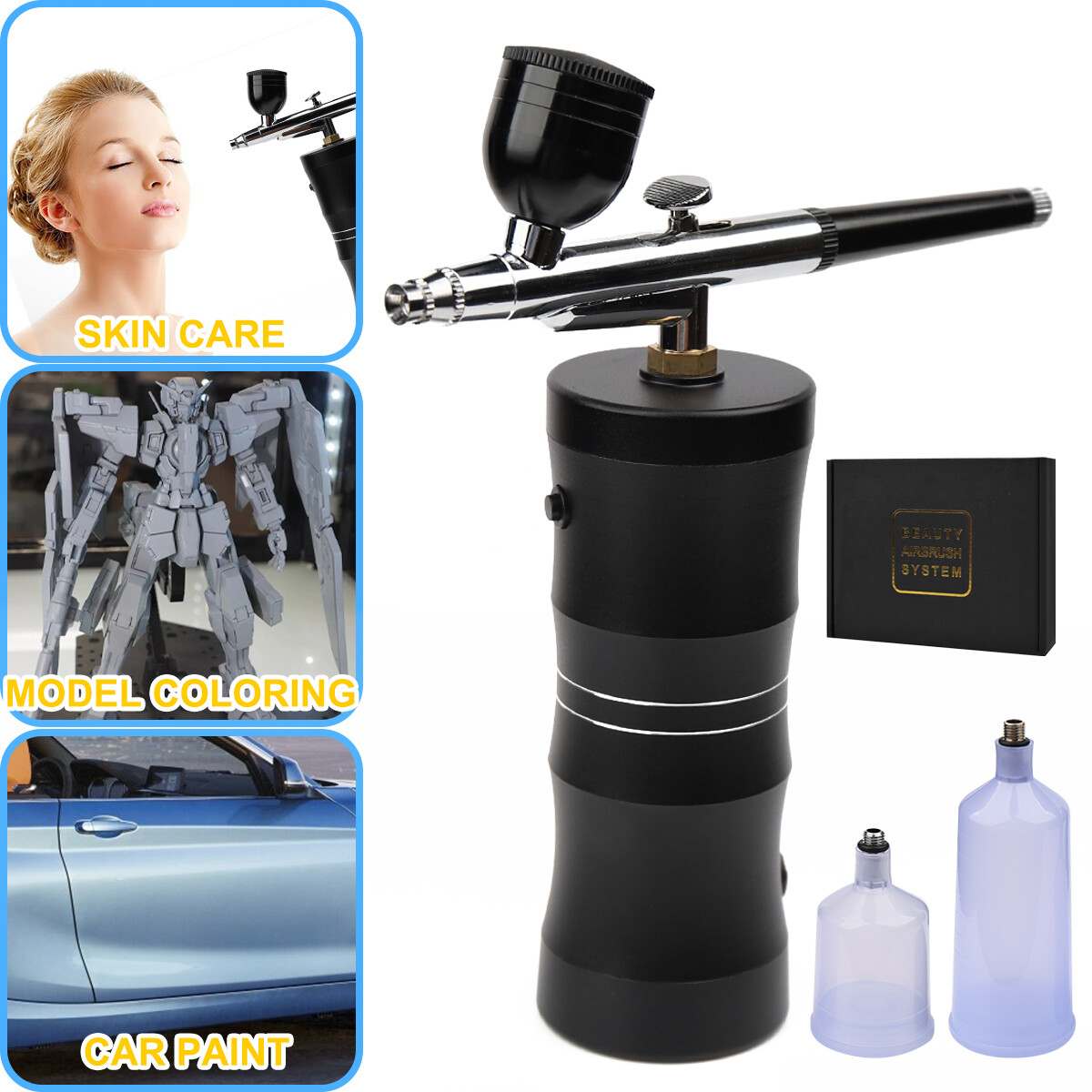 Portable Air Compressor Kit Airbrush Paint Spray Gun Nail Art Tattoo Airbrush US