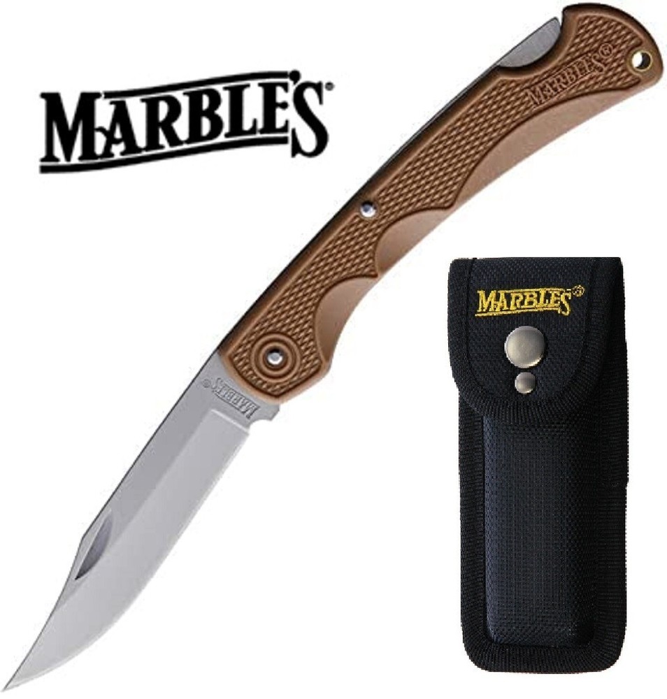 Marbles Desert Tan Lock Back Work Knife w/ Sheath - Free Shipping!