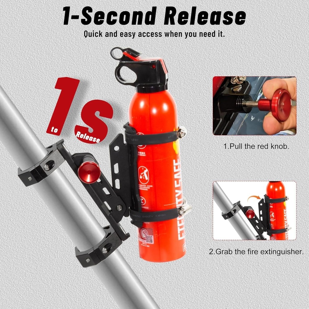 Quick Release UTV Fire Extinguisher Mount Kits, Adjustable Roll Bar Fire