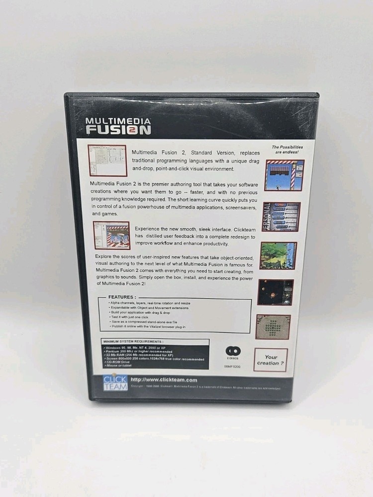 MULTIMEDIA FUSION 2 PC CD ROM GAME SOFTWARE Games Creator 2006 CIB w Key Code