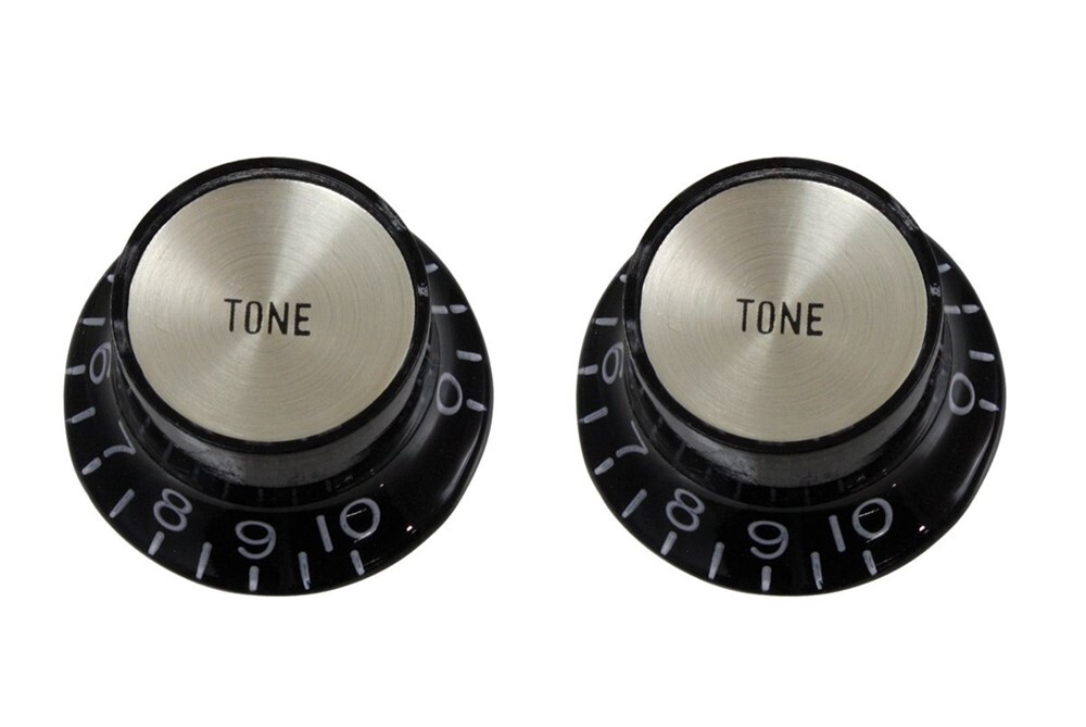 NEW - Reflector Cap Tone Knobs For USA Split Shaft Pots - BLACK
