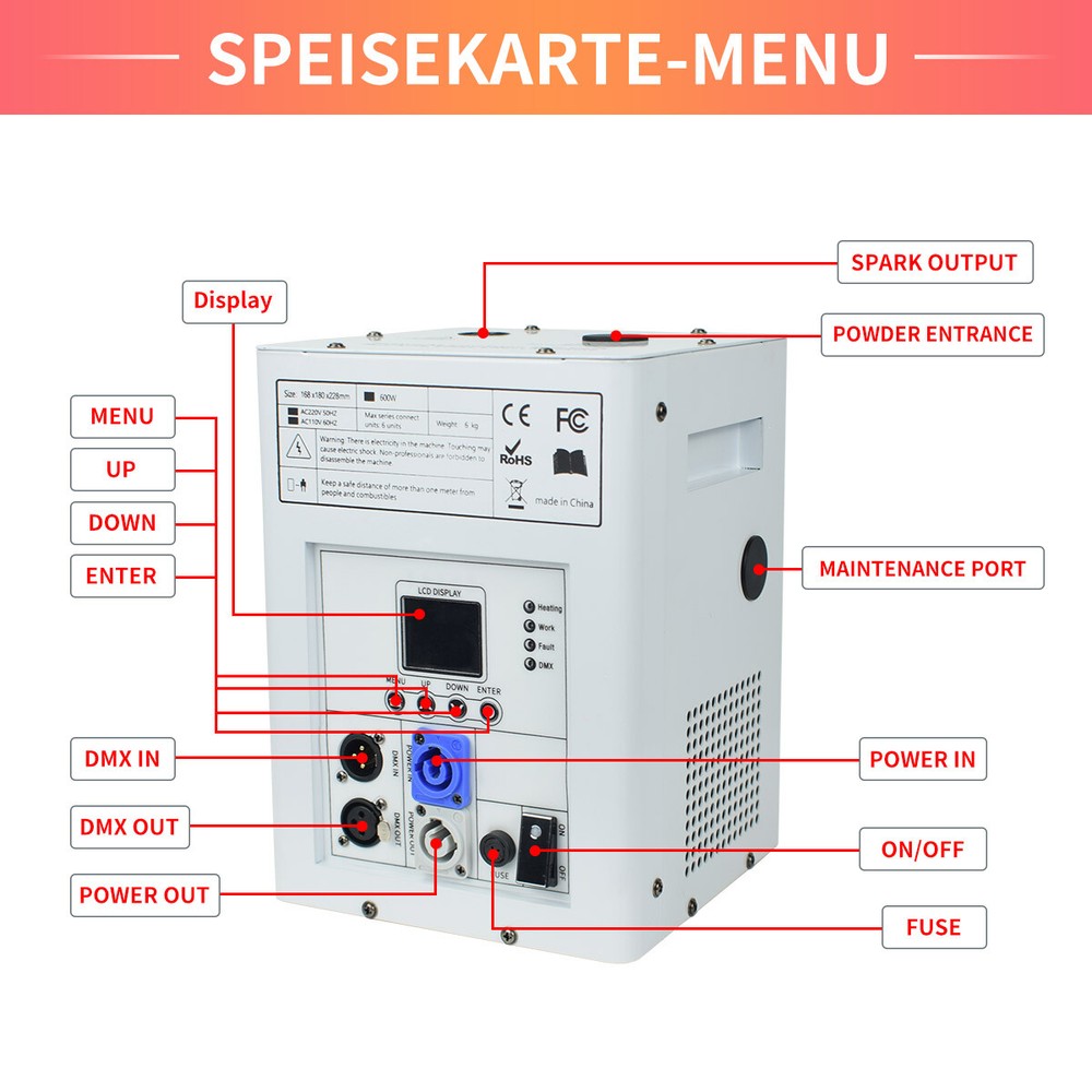 Cold Spark Machine DMX DJ Event Party Firework Machine 2pcs with Flight Case