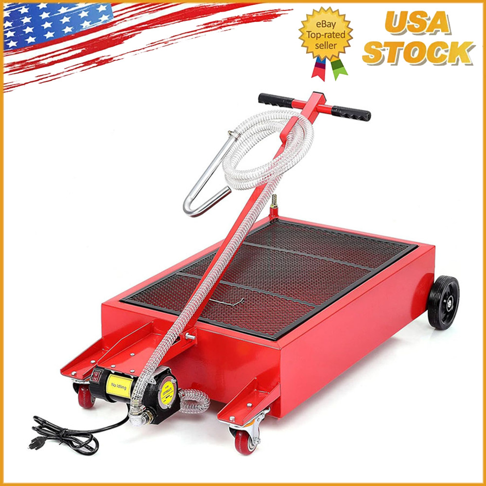 20 Gallon Electric Oil Drain Pan with 110V Pump Hose Low Profile Oil Drain Cart