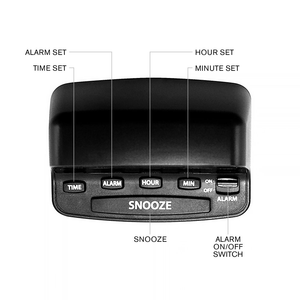 Digital Alarm Clock with Red LED Display Easy Set Keyboard Controls Midnight