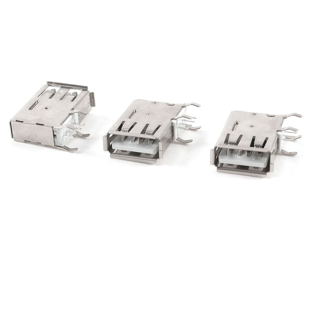 Replacement Computer USB 2.0 Type A Female Jack PCB Connector 3 Pcs