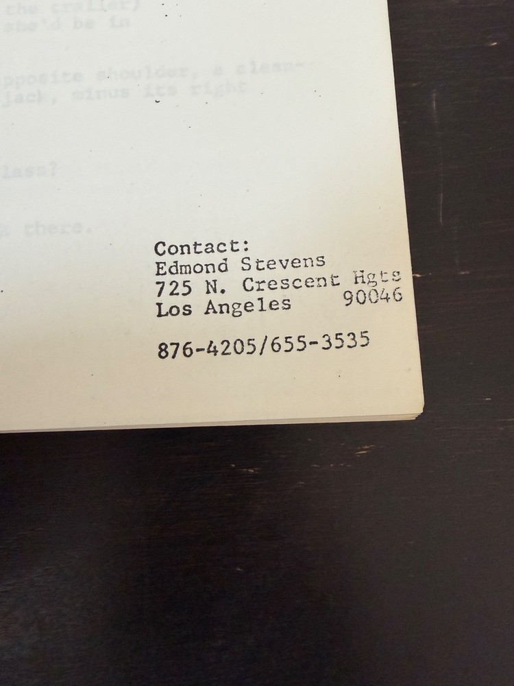 CITY LIMITS ORIGINAL SCI-FI MOVIE SCRIPT SCREENPLAY SECOND DRAFT FROM 1976