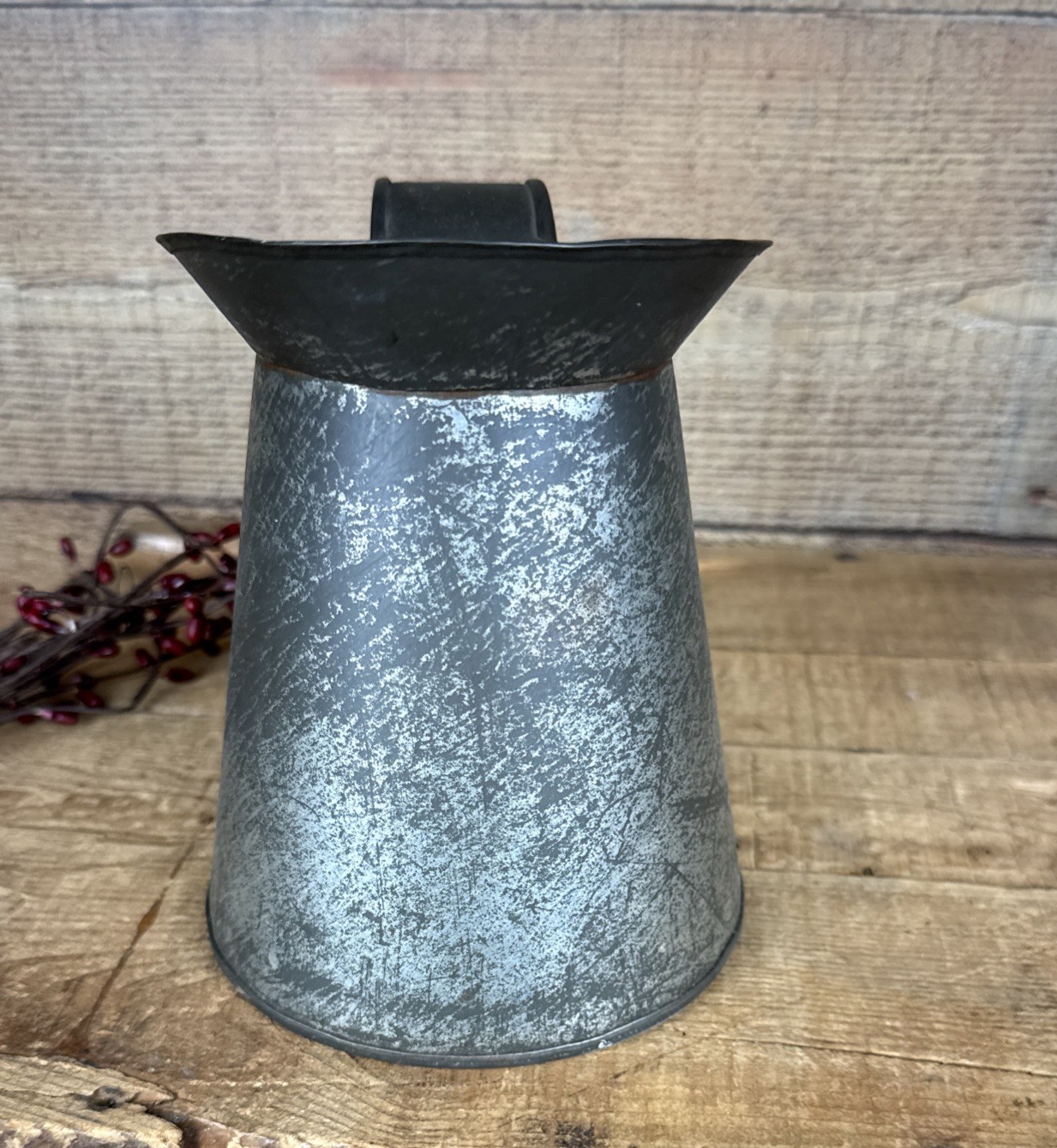 Early Antique Tin Pitcher Tinsmith Made Primitive Pitcher