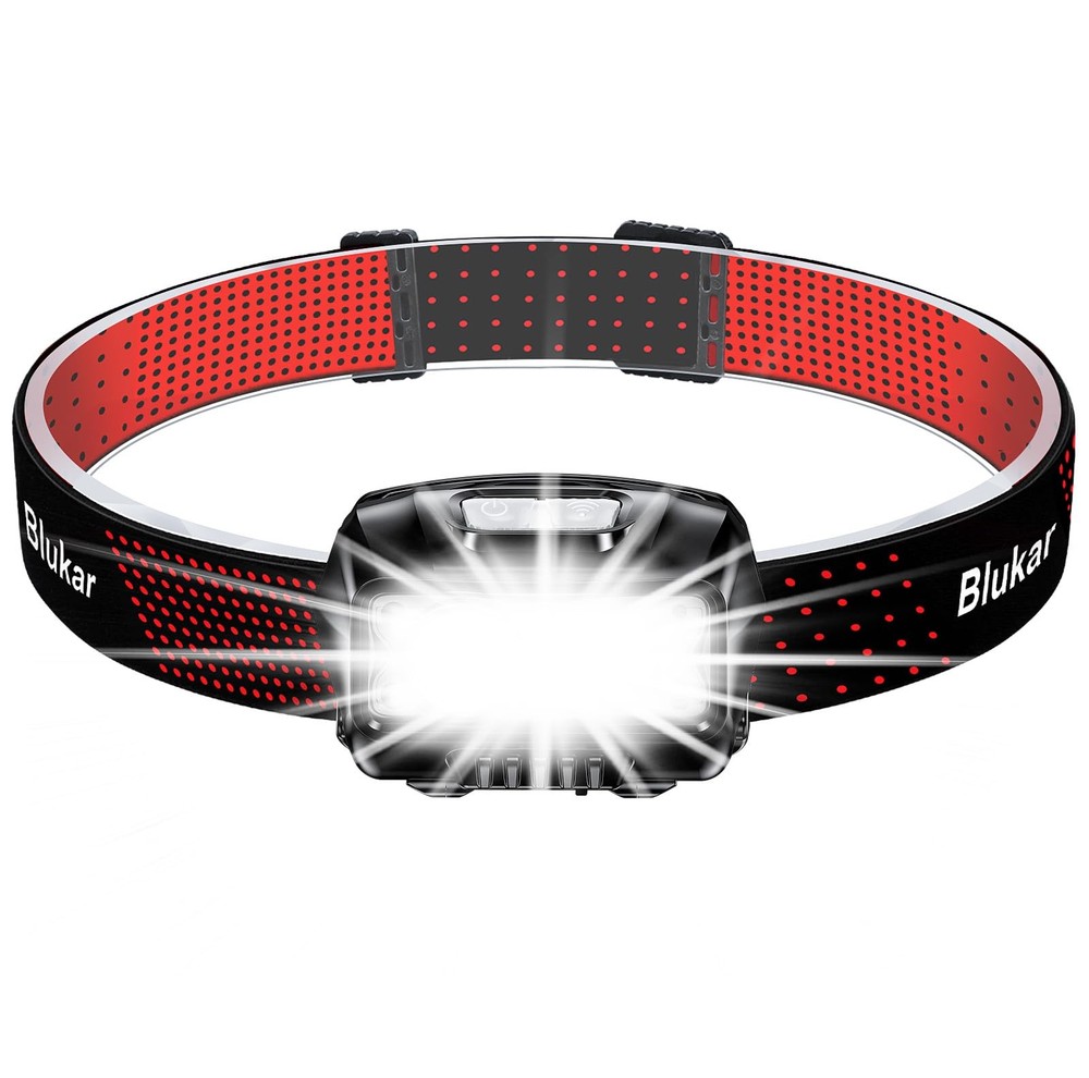 Rechargeable LED Headlamp 2000L Dimmable, Motion Sensor, 8 Modes, Waterproof