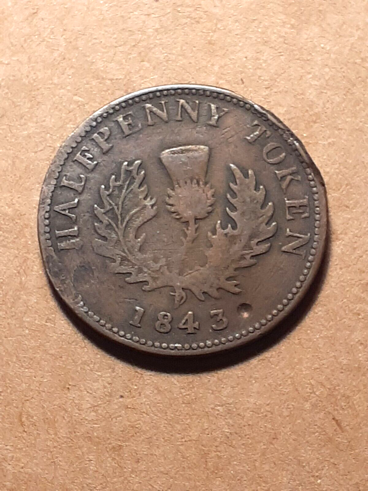 1843 HALF PENNY TOKEN NOVA SCOTIA