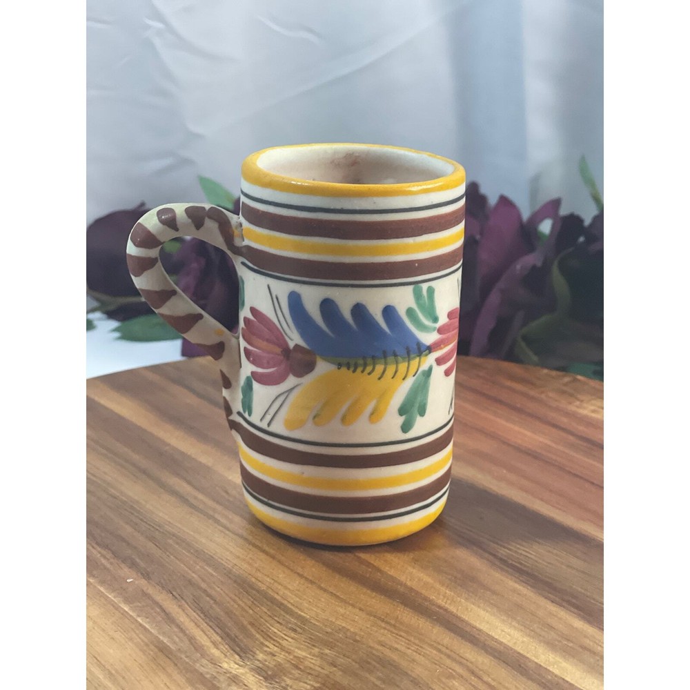 Unique Signed Artisan Hand-Painted Ceramic Mug | 5" Tall
