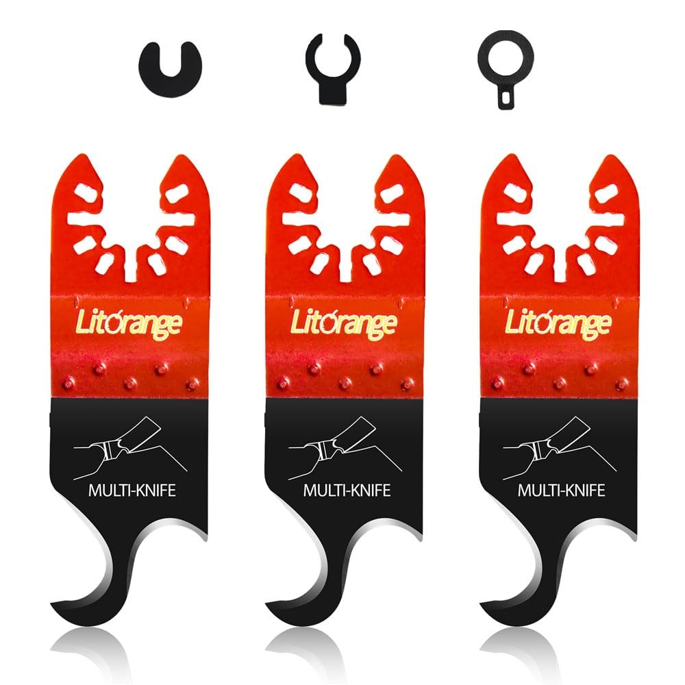 Litorange Extended Hook Blade for Oscillating Tool, 3 Pack Oscillating Multi-...