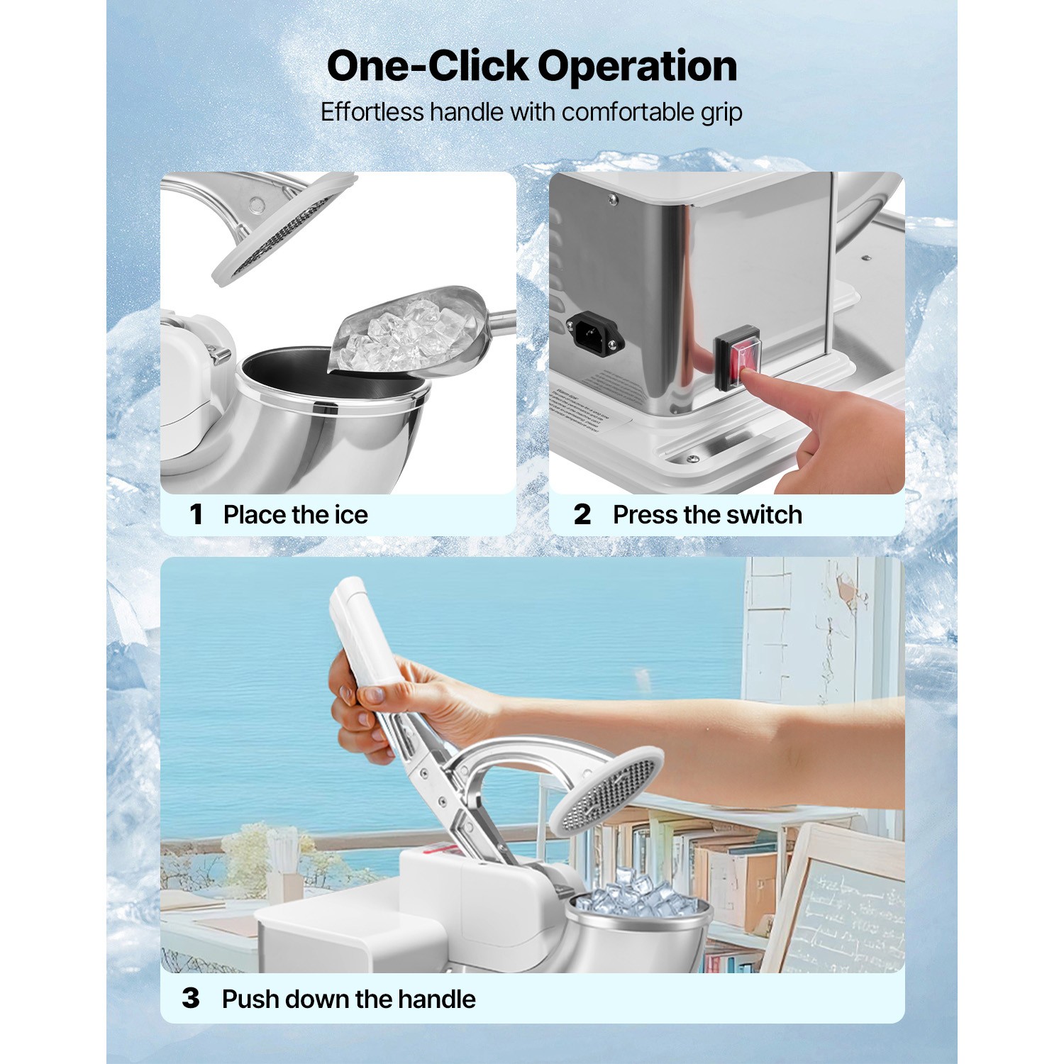 Commercial Snow Cone Machine Electric Ice Crusher Maker 661LBS/H Ice Shaver