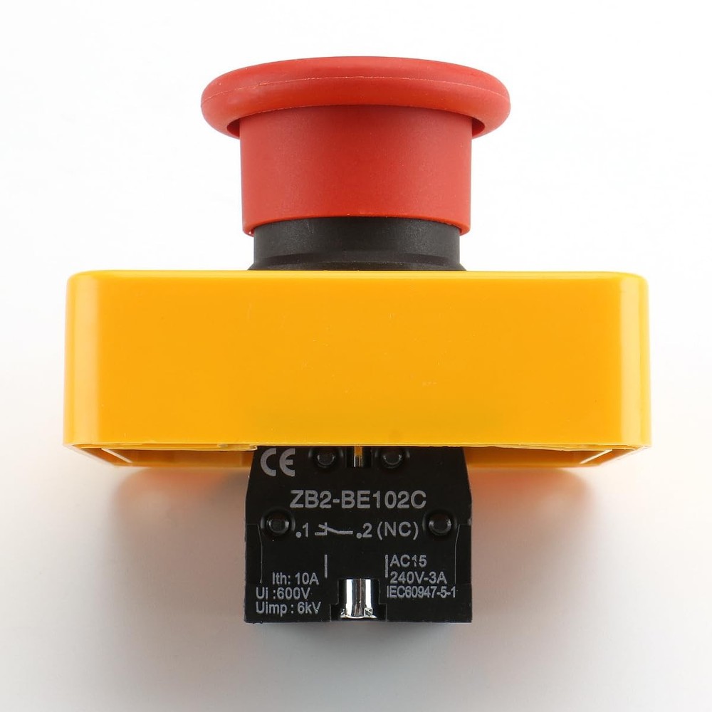 BAOMAIN Red Flat Head Momentary Push Button Switch Station Red, Yellow, Black