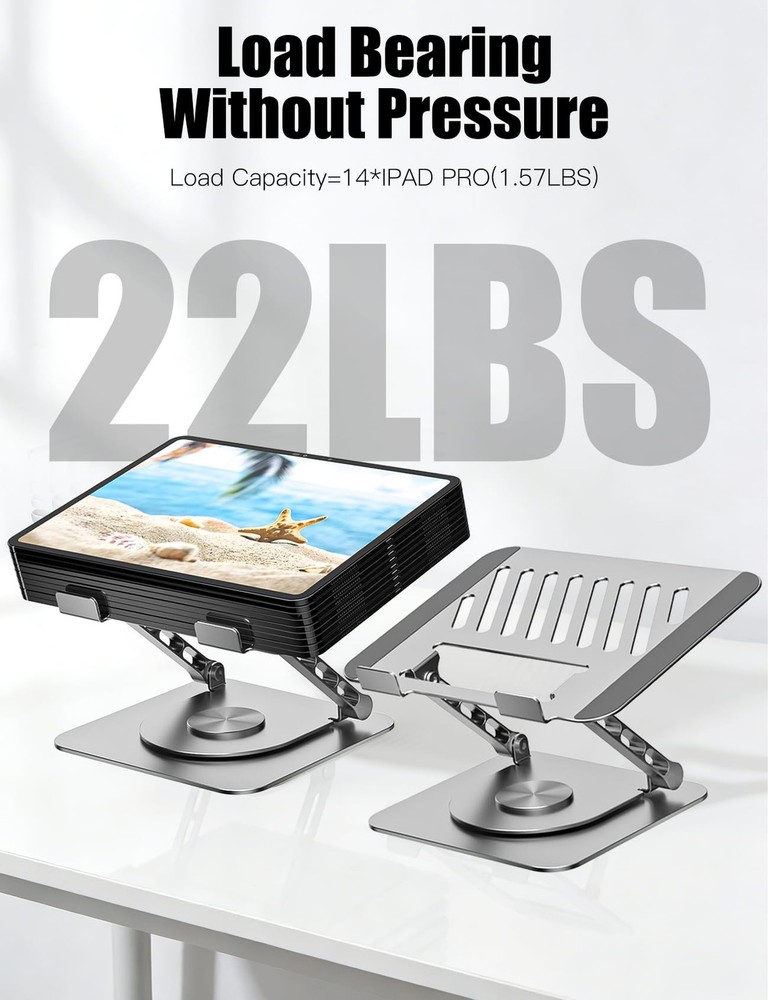 Adjustable Computer Stand with 360 Rotating Base, Ergonimic Foldable Laptop R...