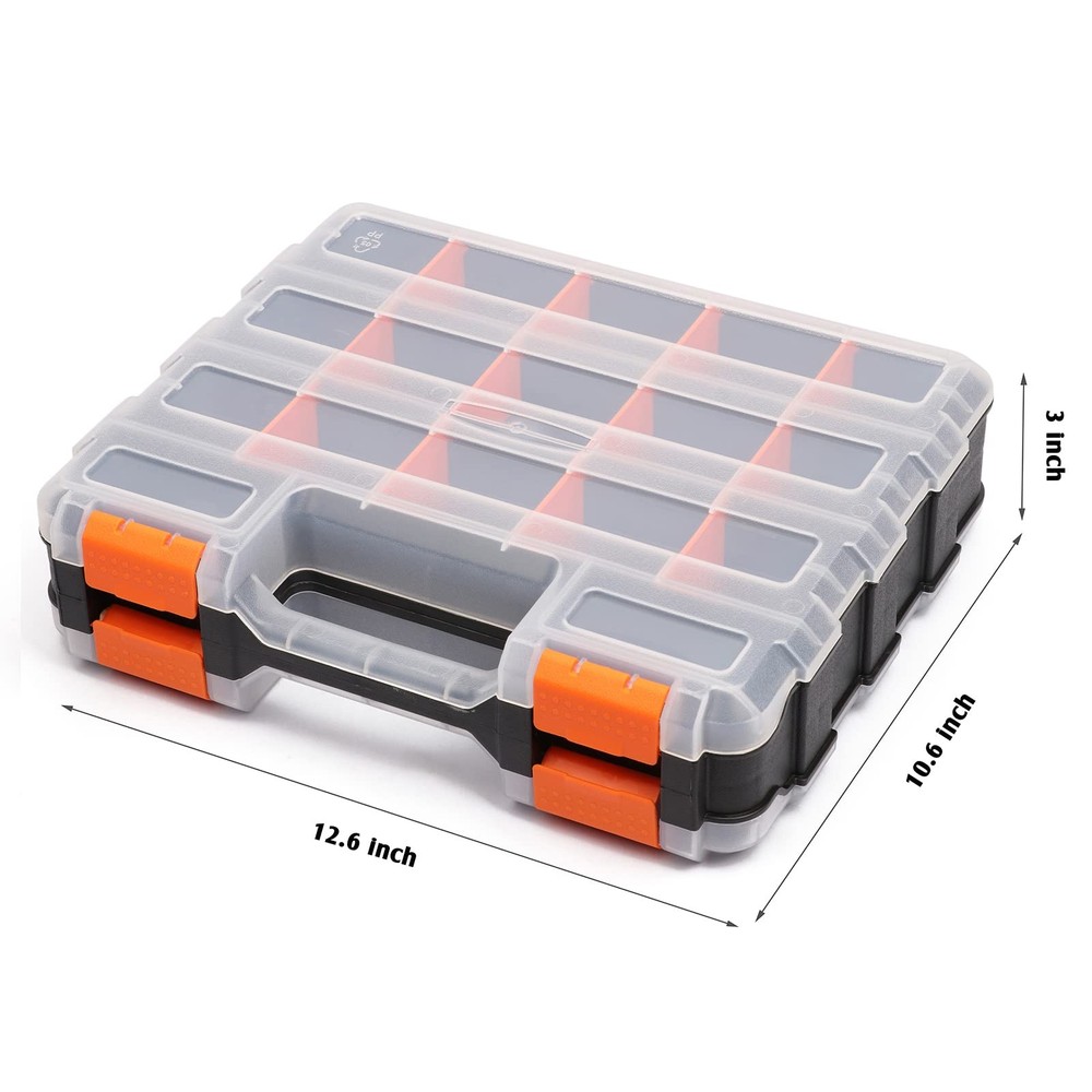 Double Side Tools Organizer 34 Compartment Plastic Dividers 2 Pack