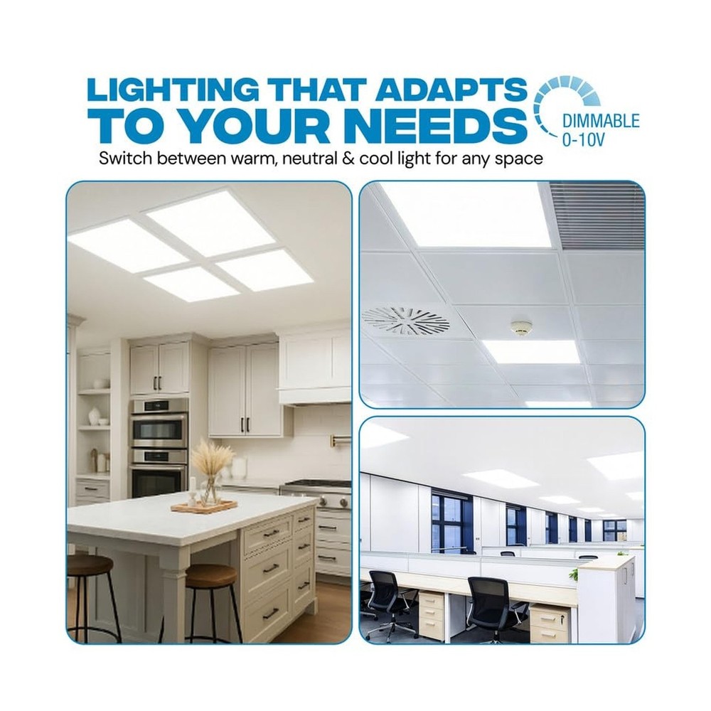 4 Pack 2x2 LED Flat Panel Light for Drop Ceiling, 5200lm Selectable 20W/25W/3...