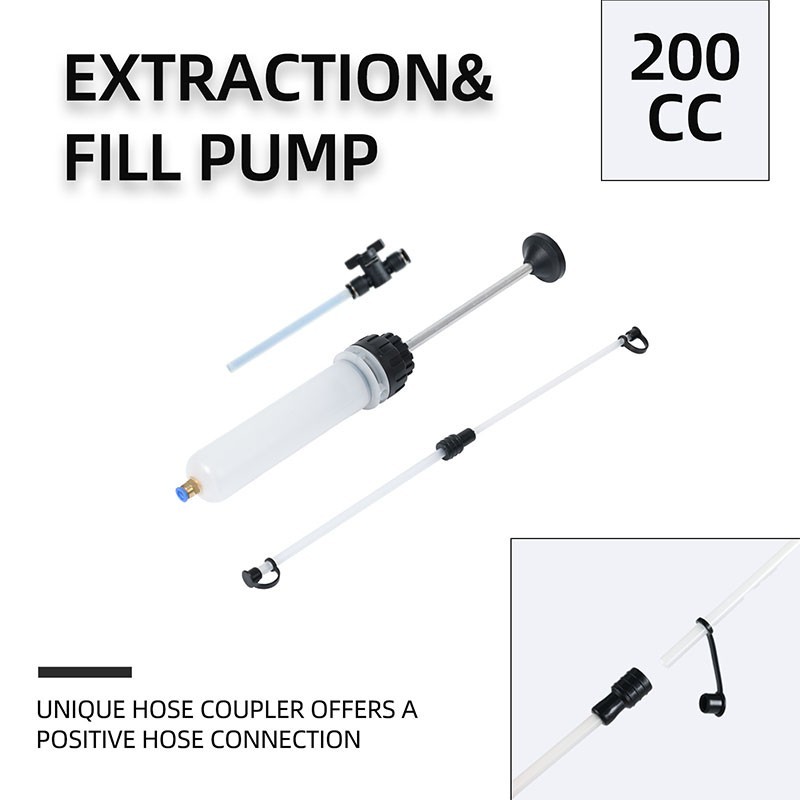200cc Fluid Extractor Filling Syringe Transfer Liquid Pump Oil Extraction Auto