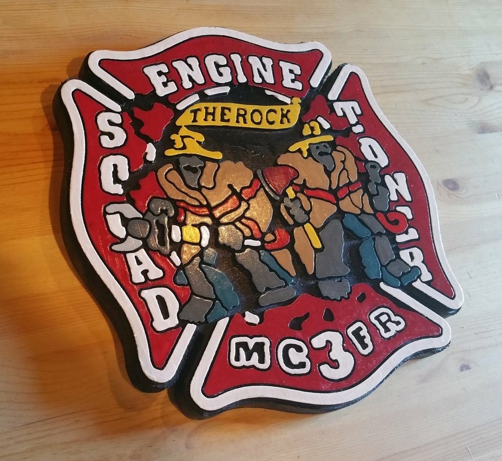 Fire Department Montgomery County Engine 3 routed patch plaque sign carved