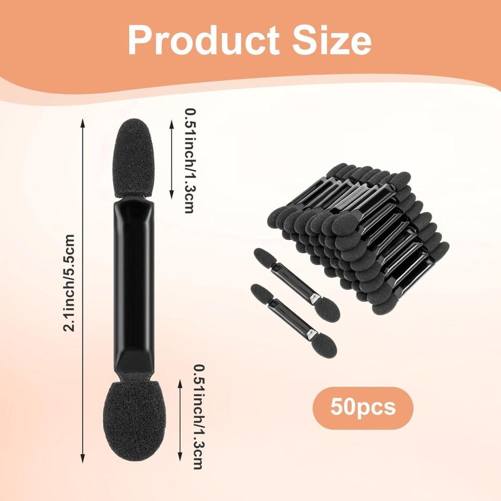 Dual Sides Eyeshadow Brushes Disposable Makeup Applicator Cosmetic Tools, 50Pc